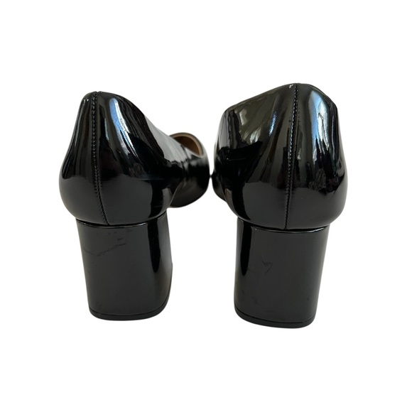 Zara Black Patent Leather 2.5” Mirror Block Heels size 40 - Picture 2 of 5